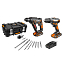 Комбо-набор: Дрель-шуруповерт  WORX WX101.9 + Перфоратор  WORX H3 WX390.1, 20V, щеточная, с 2xАКБ 2 А/ч и ЗУ + кейс с оснасткой
