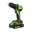 Дрель-шуруповерт Greenworks DD345K2, 24V, бесщеточная, с 2хАКБ 2 А/ч и ЗУ 2А